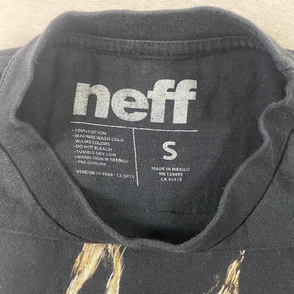 Neff Skater Graphic T Shirt Streetwear Black T Shirt Logo Size Small - Picture 3 of 7